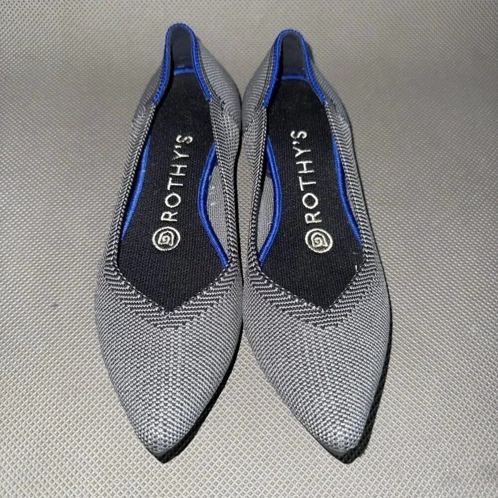 Rothy’s The Point Cloud Gray Birdseye Knit Pointed Toe Flats Womens Size 6